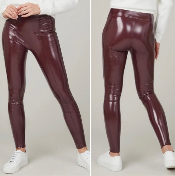 Women’s SPANXshape™ Faux Leather Patent Leggings Ruby Red Petite - Large - Picture 1 of 16